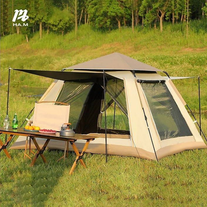 HA.M 휴대용 텐트 방수 차양 야외 캠핑 용품 원터치 자동텐트, 34인용215215142