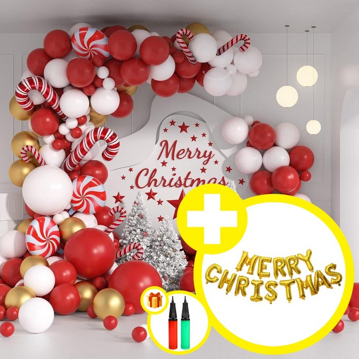 크리스마스 세트 풍선 가랜드 파티장식 소품 혼합풍선 트리 데코 홈파티용품 에브리띵스마일 1077