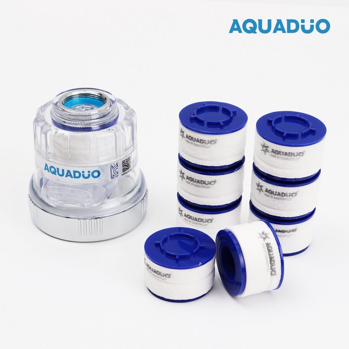 샤워플러스 SF1000 싱크대 코브라형 정수필터헤드 일반형 연수기 클리어  녹물제거필터 8p