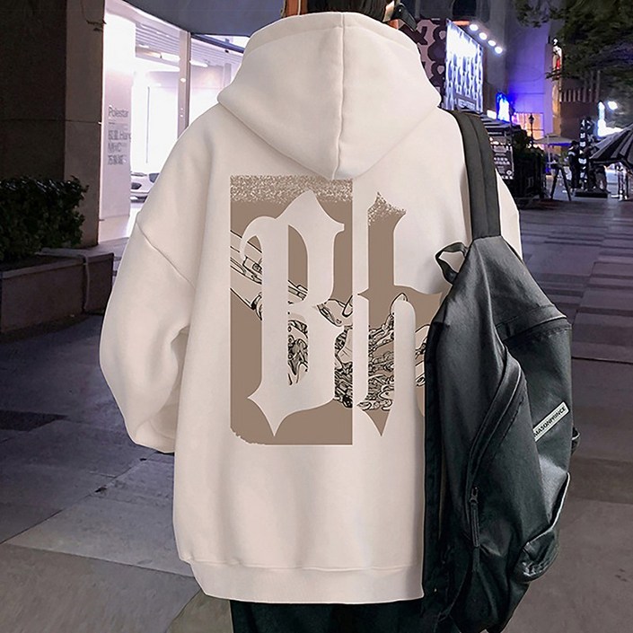 벨베스 남자 오버핏 캐주얼 긴팔 후드 맨투맨 티