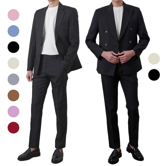 당일발송 남성용 데일리 싱글더블 버튼 슈트 세트 M2XL 사계절 정장수트 자켓 정장바지세트 결혼식정장