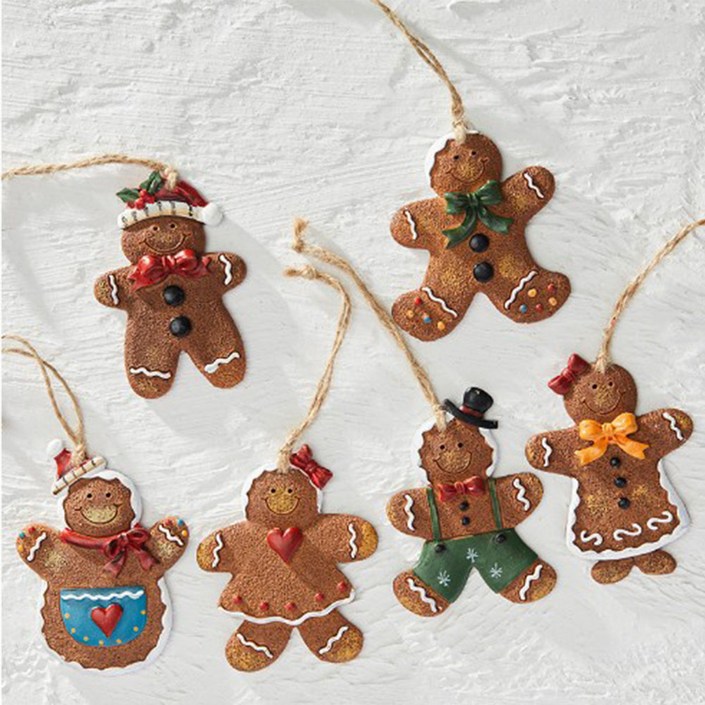 [해피인어스] 진저브레드 쿠키 트리 오너먼트 6P 세트 크리스마스 장식 소품, 1개