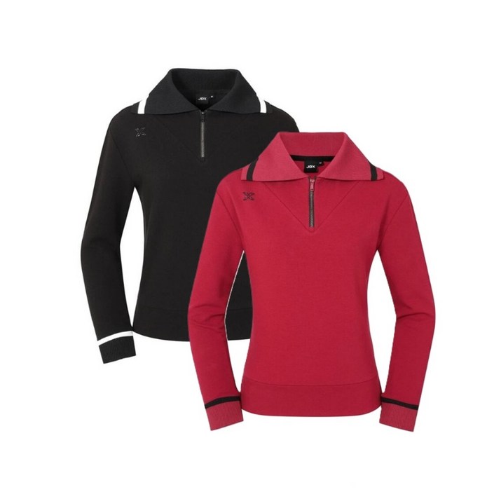 JDX 여성 빅카라 반집업 긴팔 티셔츠 골프 일상 겸용 가을티 X1TLU7404