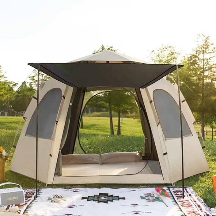 타오진 원터치 텐트 자동 육각 돔 텐트 캠핑그늘막텐트, 58인용280240155CM