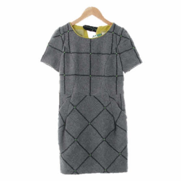 질스튜어트 그레이 체크 울혼방 모직슬림반팔원피스 여자 XS   9939