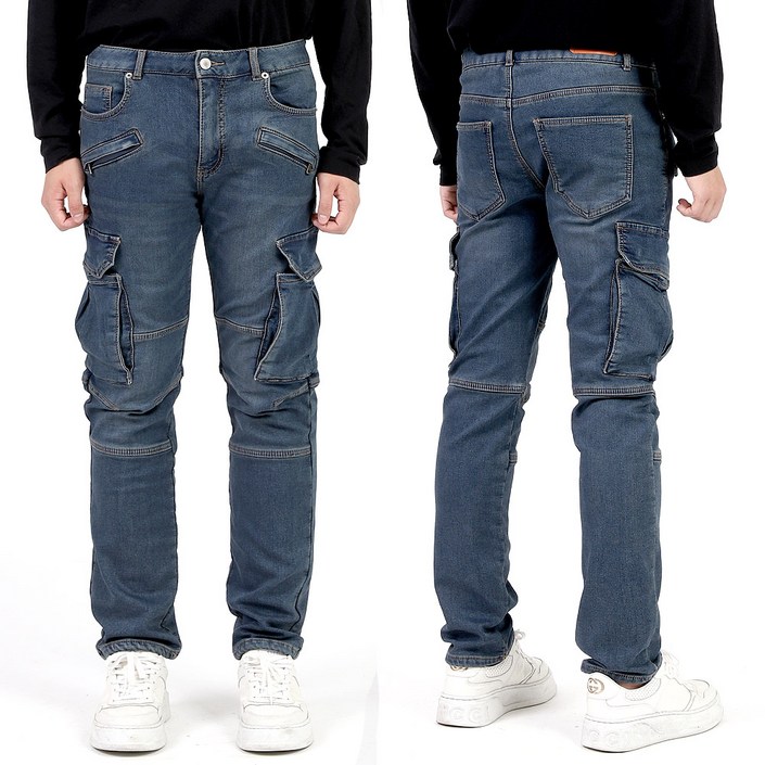 비브레이커스 남자 겨울 기모 본딩 스판 데님 카고 작업복 청바지 VG10데님기모