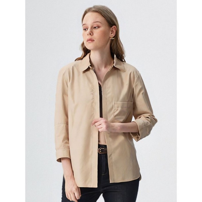 올리비아하슬러 베이지 히든 나염배색 셔츠 OHCMBL105