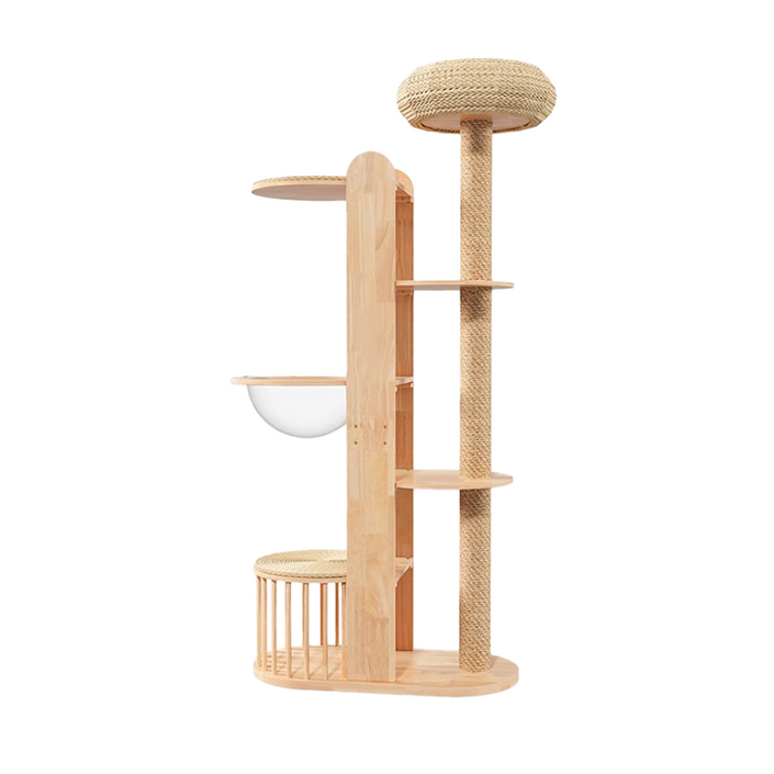 New World 원목 캣타워 튼튼한 고양이 원목 캣타워 특대형캣타워 기어오르기 잠자기 일체형 고양이 장난감 놀이터 링트리 등반 프레임  스크래쳐  고양이장난감, 1개, 01 원목색