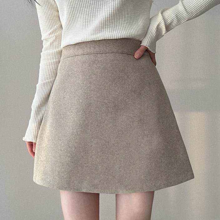 파츠 여성 A라인 밴딩 미니 모직치마