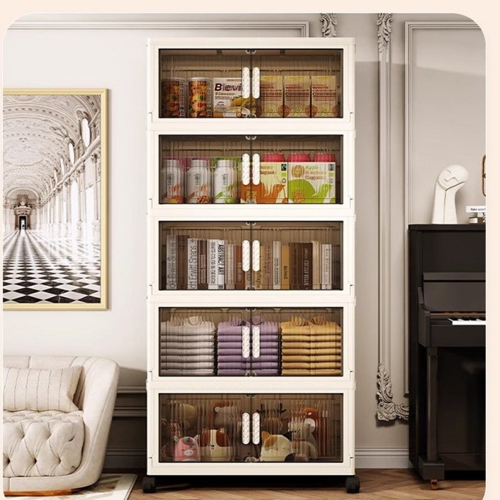 에스와이라이프 접이식 폴딩 리빙박스, 1개, 아이보리