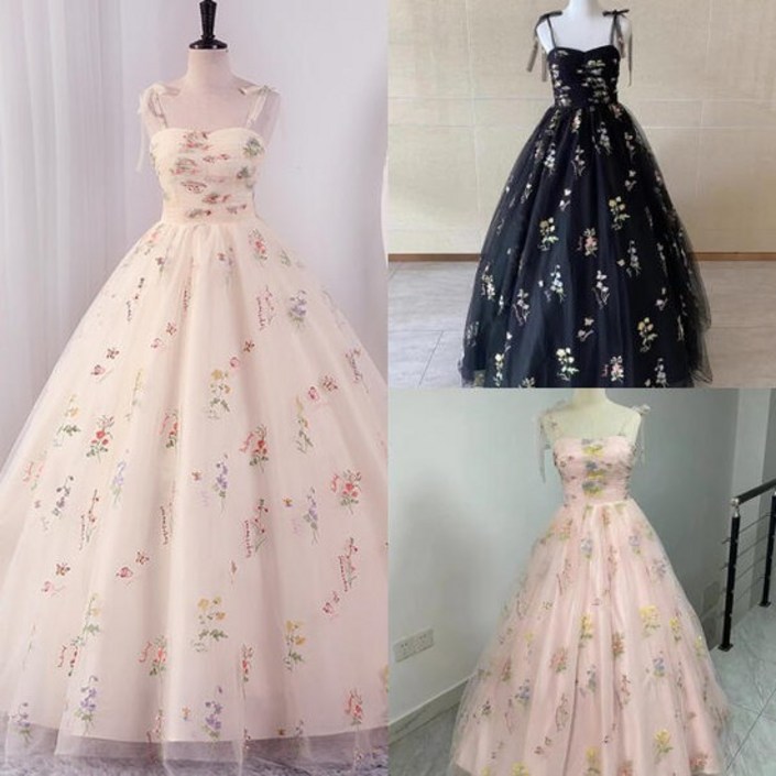 교복몰 플라워 패턴 쉬폰 이브닝 드레스 3color