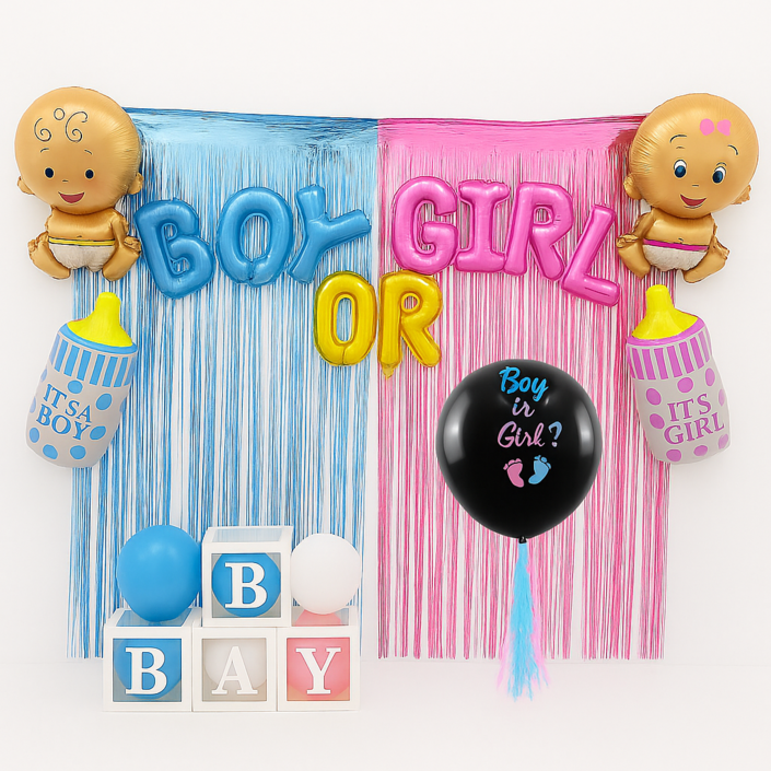 에버리빙 젠더리빌 풍선 세트 베이비샤워 파티 용품 성별 공개, 젠더리빌 파티, 1세트, 풀세트