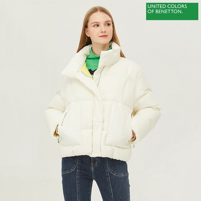 베네통 하이넥 볼륨 덕다운 패딩 BAPDF8261IV 2450951
