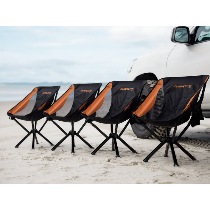 다치 고고 접이식 캠핑의자 휴대용 야외 레저 의자, 4개, 블랙오렌지포인트