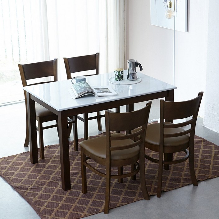 베스트리빙 캘빈 1200 화강암 대리석 or 포세린 통세라믹 4인용 식탁세트의자4개  방문설치