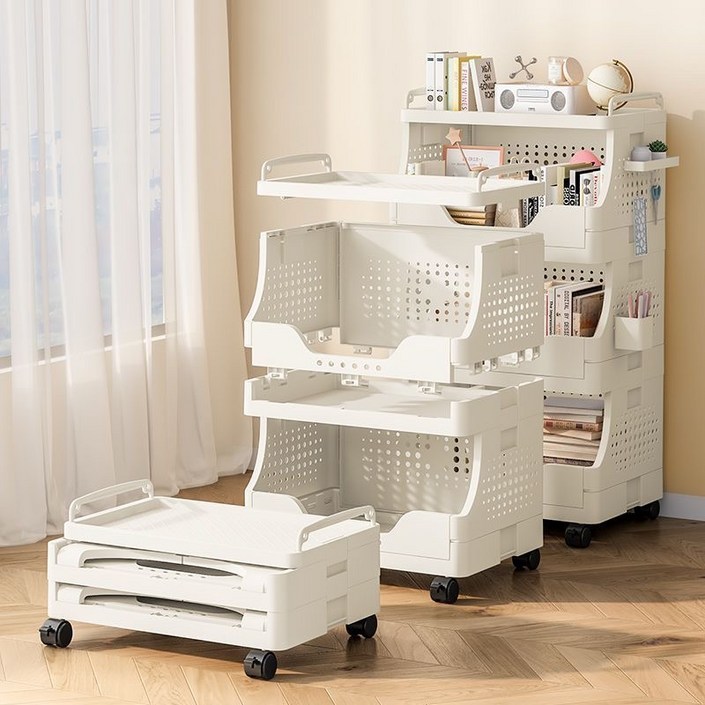리보아 이동식 틈새 트롤리 접이식 주방 수납장 정리함 2단 3단