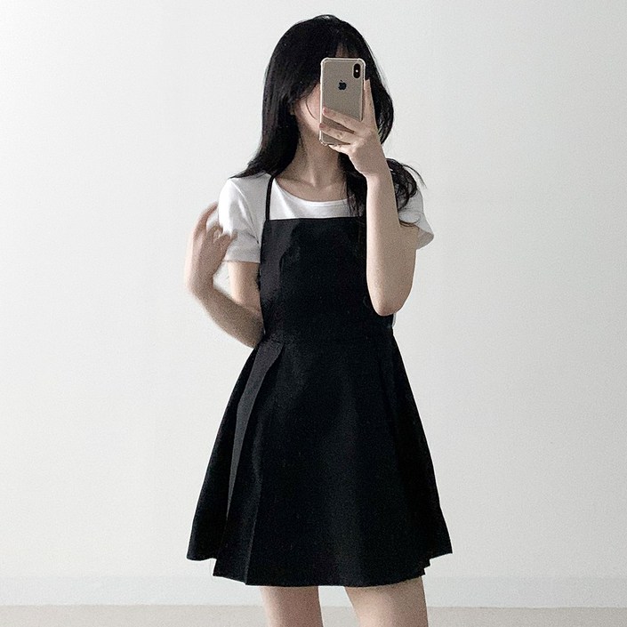 레이어드끈조절 데이지클로젯 퓨레아 백스트랩 밴딩 뷔스티에 끈나시 미니원피스  봄 여름 가을 간절기 민소매 허리 고무줄 유니크 시크 모던룩 무채색 y2k 하이틴 스트릿패션
