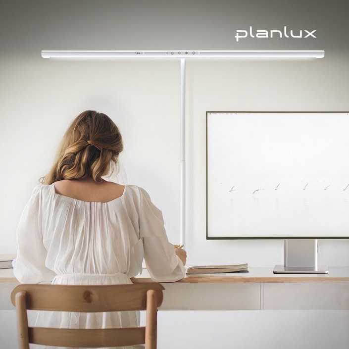 플랜룩스 LED 와이드 스탠드 조명 집게형 클램프 공부 책상 스탠드 조명, 단일색상
