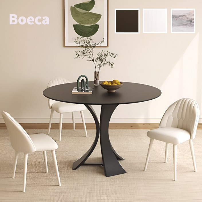 보에카 원형 식탁 카페 거실 다이닝 라운드 테이블 원탁 클래식 호텔 레스토랑 탁상, 11.100cm순흑색