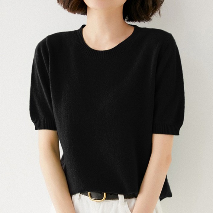제이지나 여성  라운드 반팔 니트 1P