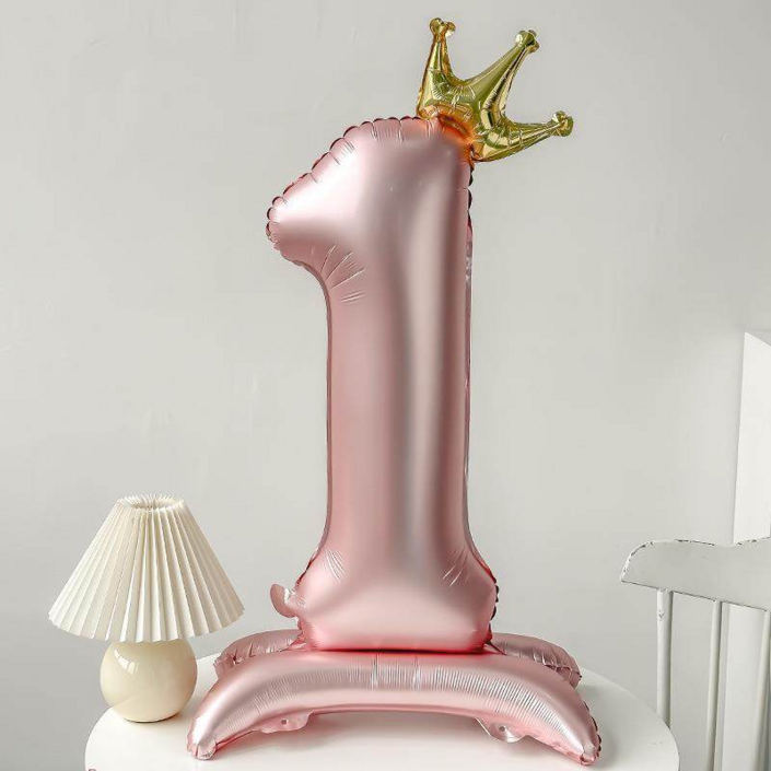 블링살롱 핑크 글로우 대형 숫자풍선 40인치 왕관 데코 생일파티 돌잔치 포토존 파티 풍선