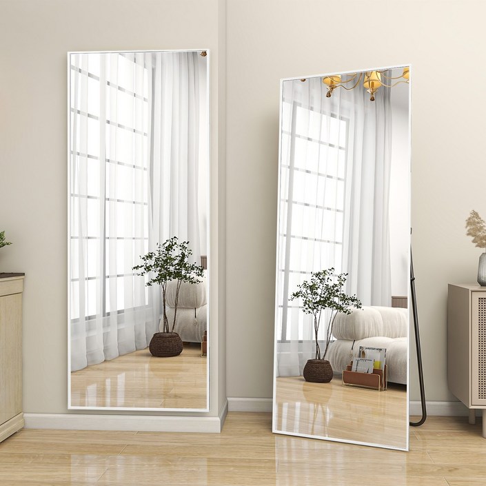 뷰티피크 3in1 스탠드 벽걸이 거치 직사각형 전신거울 440 x 1460 mm, 화이트