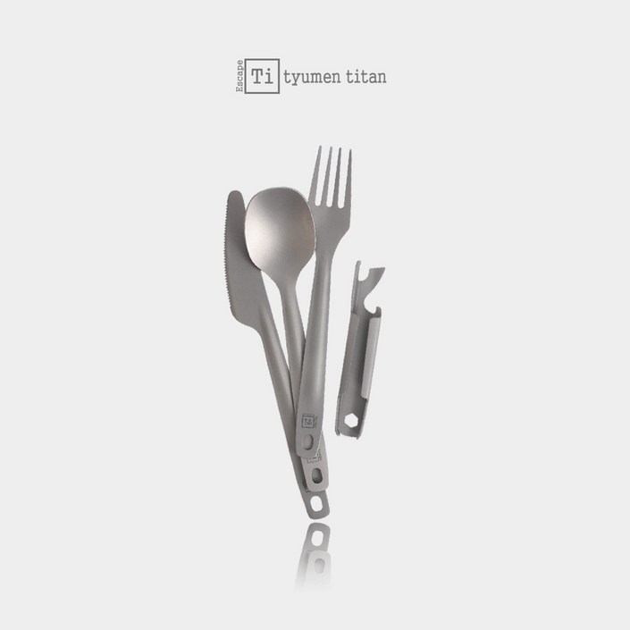 TYUMEN TITAN 티타늄 EP 오프너 커틀러리 세트 TIESF005 초경량 백패킹 등산용, 1세트, 그레이