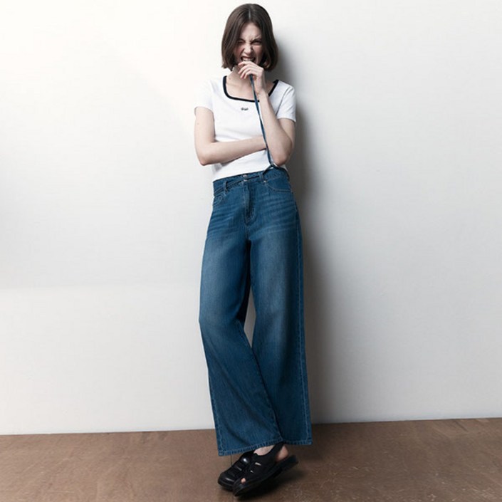 게스진게스 OP2D5015 여성 M톤 저밀도 스트링 와이드 팬츠