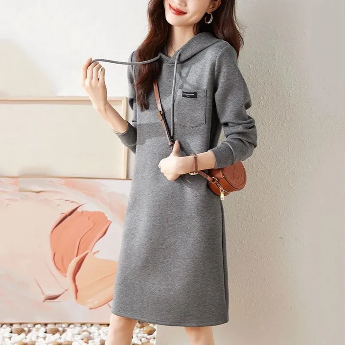 BLACK K7 여성 긴팔 후드 원피스 빅사이즈원피스 맨투맨원피스