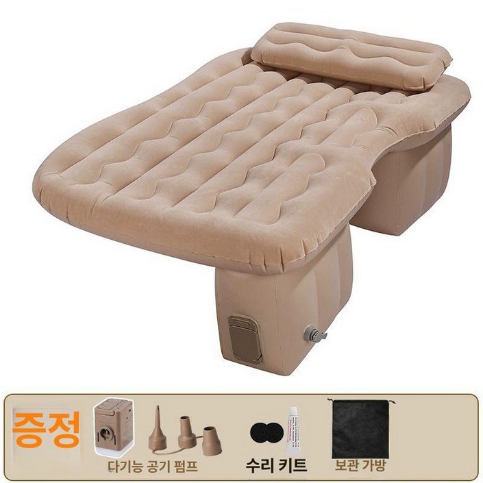 차량용 원터치 에어매트 가성비 자동펌프 공기주입 자동차 뒷좌석 침대 캠핑 차박 엘림온 그레이 원터치 에어펌프, 베이지, 기본 차종