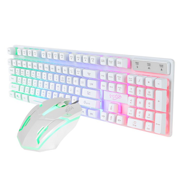 지클릭커 슈퍼히어로 GMK180 PLUS 키보드 마우스 세트 게이밍 사무용 파스텔톤, 화이트, GMK180 화이트, 일반형