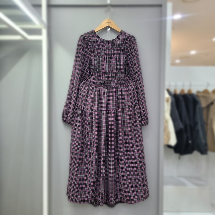 무자크 체크스모킹 원피스 MP7OP01