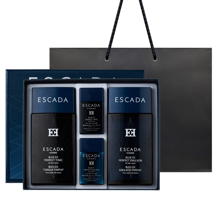 에스까다 옴므 퍼펙트 블루 2종 선물 세트  쇼핑백 남성화장품 스킨로션 기획 세트, 1세트