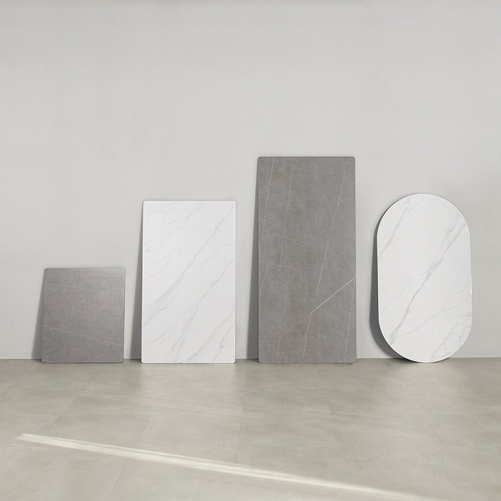 라로퍼니처 포세린 통 세라믹 식탁 테이블 상판만 2인 4인 6인 사각 원형 타원 프레임, 다리 제외, 유광 화이트