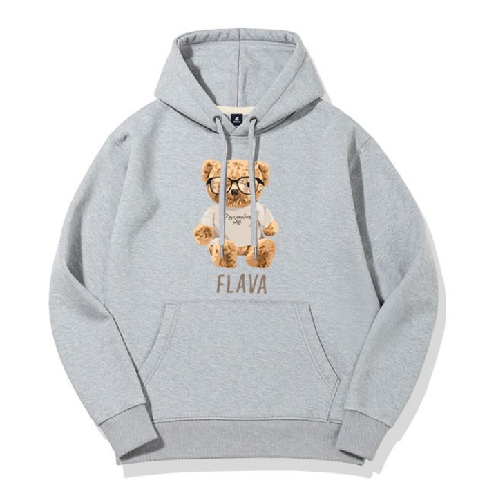 JYFASHIOIN SMART BEAR 후드티 곰돌이 그래픽 남녀공용 오버핏 기모 후드 빅사이즈
