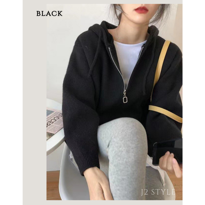 J2 STYLE 러블리 데일리 니트 후드집업