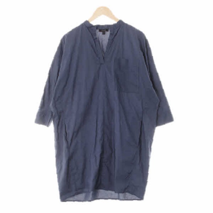 0274 COS다크사파이어블루 면 스탠드카라딥브이넥원피스 XS