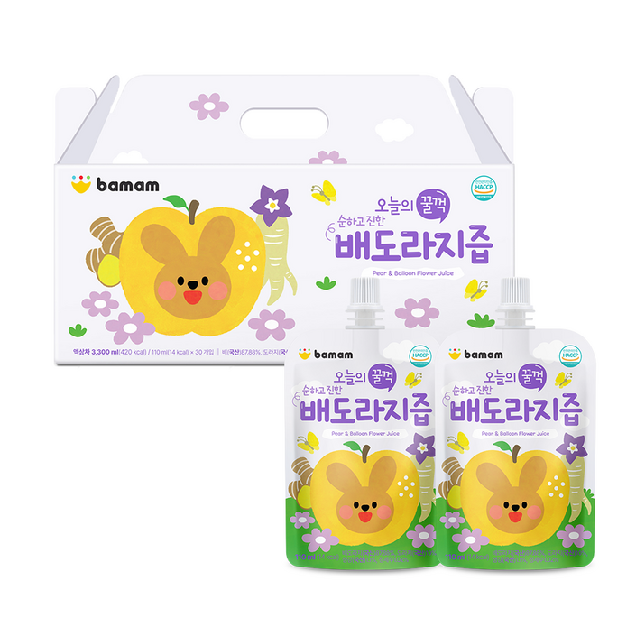 바맘 오늘의 꿀꺽 순하고 진한 배도라지즙 110ml, 110ml, 30개