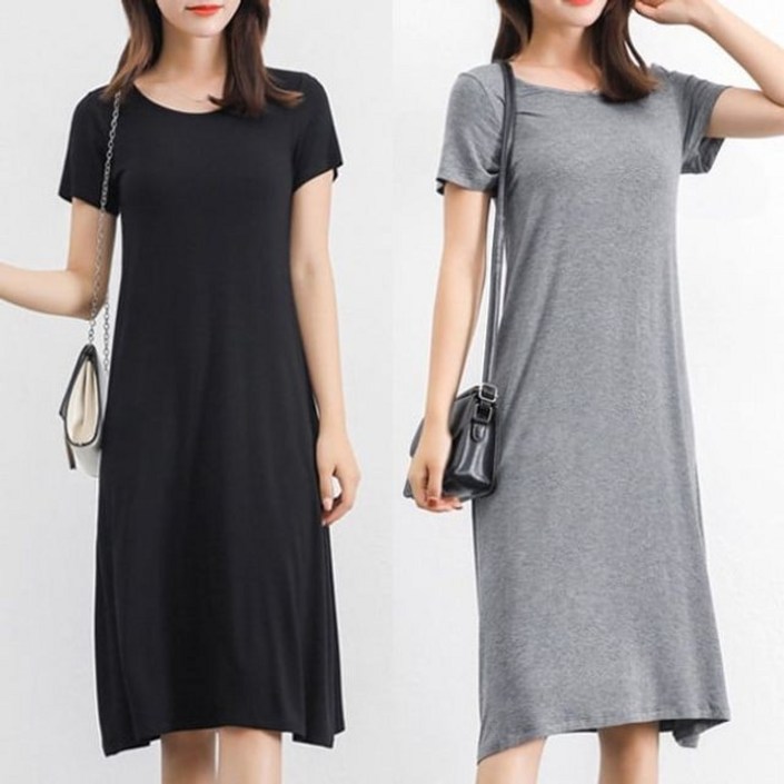 LKO520 라운드넥 반팔원피스 원피스 패션의류 3컬러 여성의류