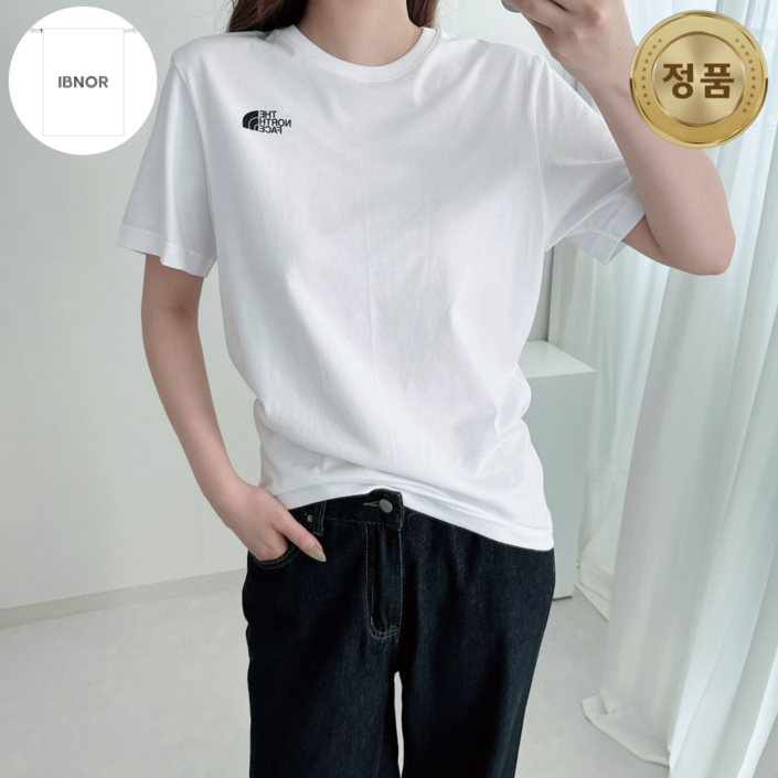 국내 정품 노스페이스 화이트 라벨 남여공용 여름 반팔티 티셔츠 이브노르 파우치