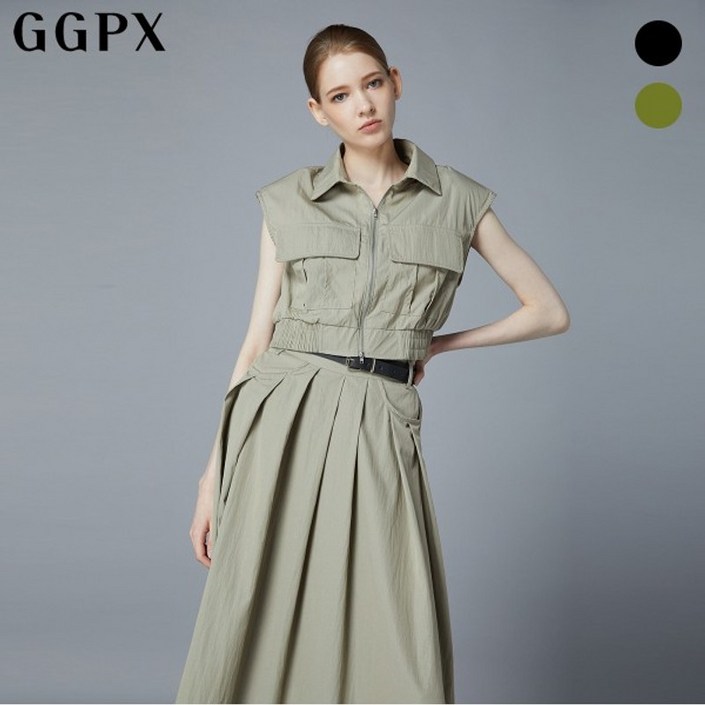 GGPX 벨티드 풀 스커트 앤 크롭 베스트 셋업  GO4OP064F