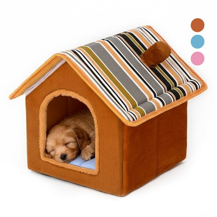 감성스터프 반려동물 소프트 쿠션 방석 지붕 강아지집, 브라운, 1개