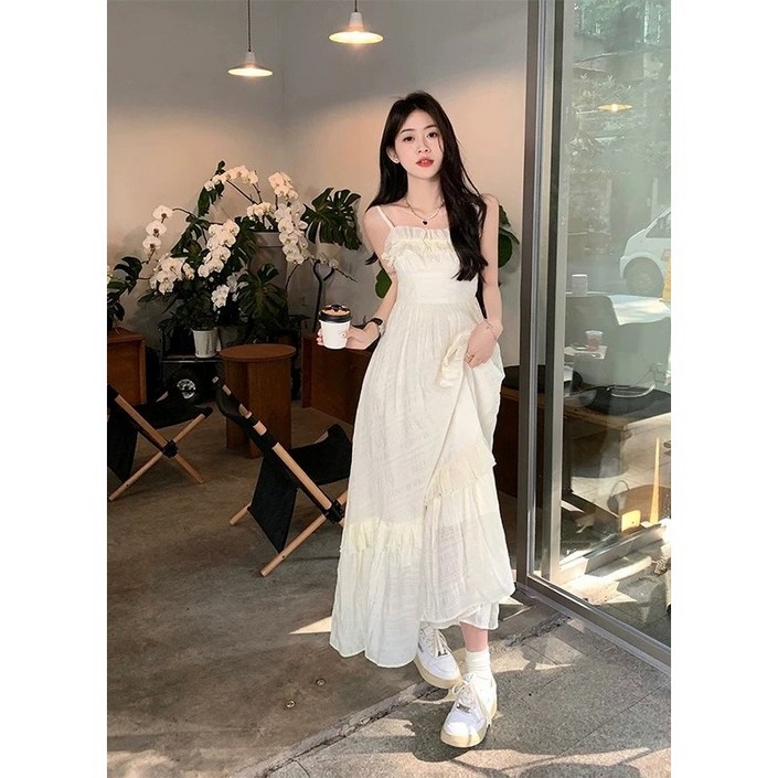 YioYcc 여성용 나시 원피스 쉬폰원피스  롱 원피스 바캉스룩