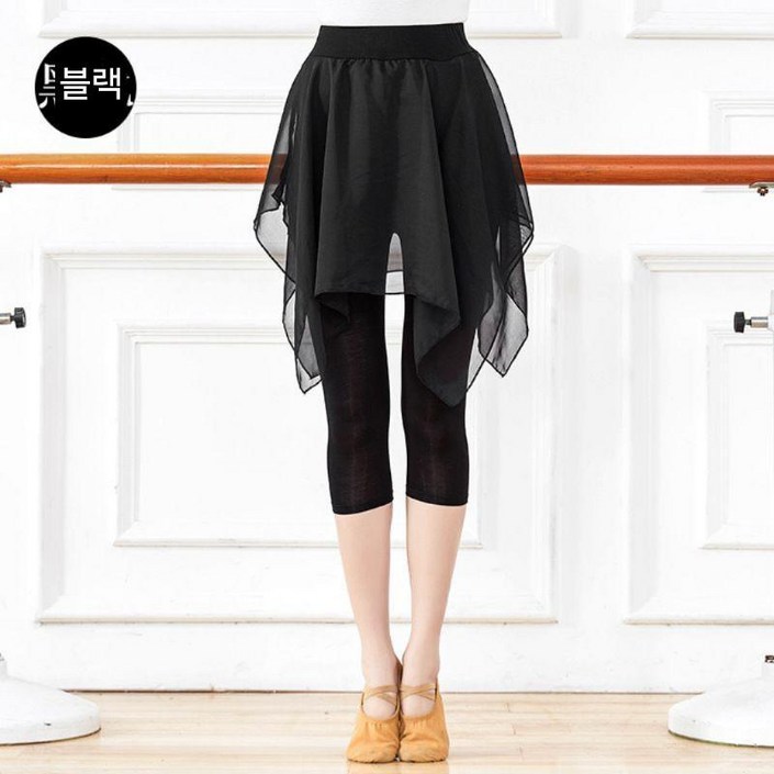 상의 팬츠 쉬폰 라인댄스 치마바지 여성 스커트 댄스복 무용복 레깅스 샤