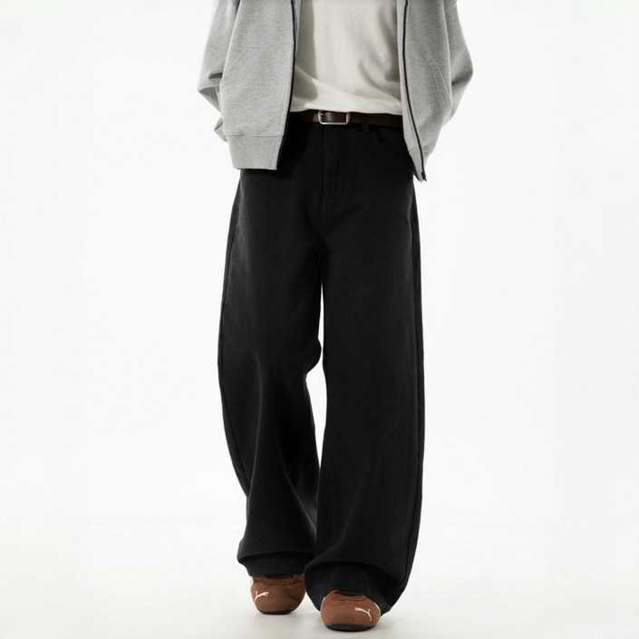 ZAJA남성 캐주얼 바지일자 통바지와이드 통바지빈티지순면 남성 바지반신축