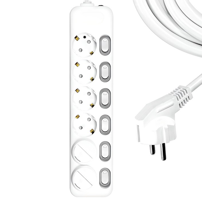 써지오 개별스위치 멀티탭 6구 DH-1668-MT + 안전커버 2p 랜덤 발송