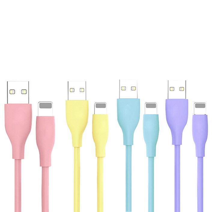 아이엔조이 마카롱 고속 충전 USB 아이폰 케이블 4개입, 1.2m, 1세트, 혼합색