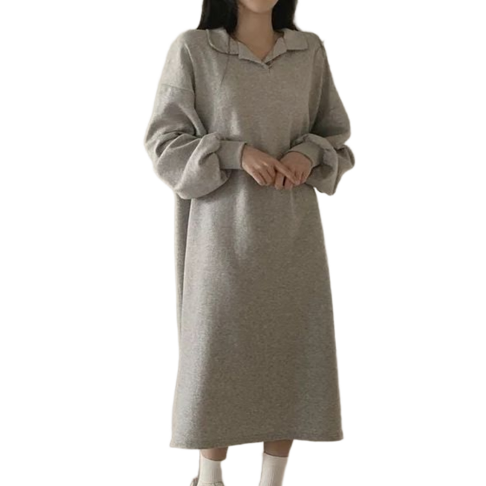 vivelle 키작녀 임산부 원피스 겨울 기모 키작녀임부복 편한 롱원피스