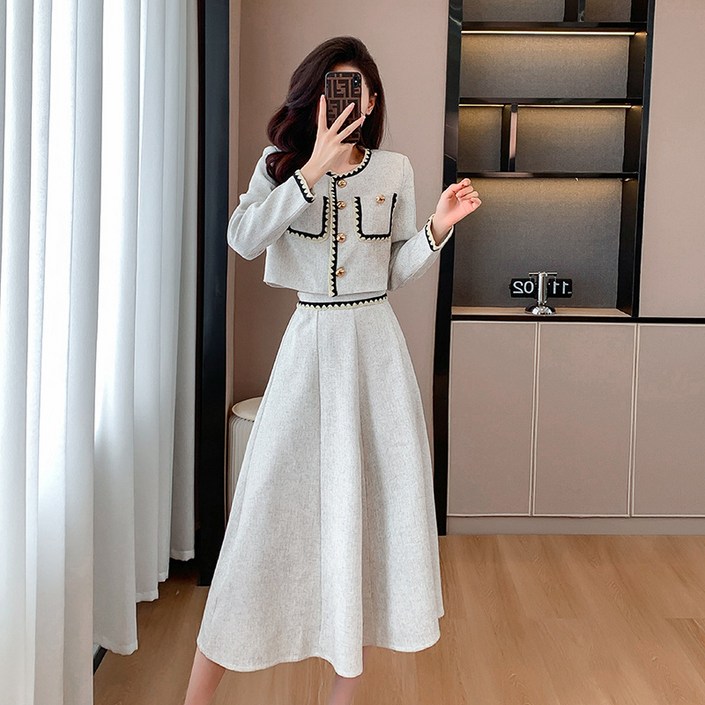 비비디아 Bibidia 여성 자켓 롱 원피스 슬림핏 하객룩 투피스 상하의세트S2XL  5363