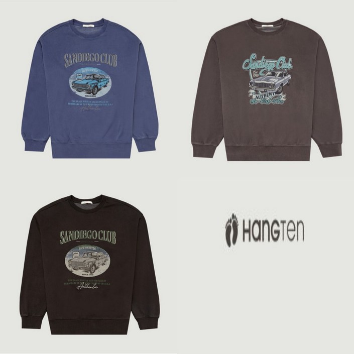 5층 행텐 남녀공용 24FW 올드카 이미지 빈티지 피그먼트 루즈핏 그래픽 맨투맨 특가